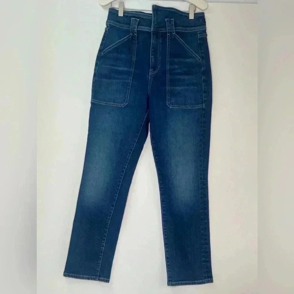 Veronica Beard high rise Patch‎ Front Pockets Cropped Jeans Sz 8 - Picture 1 of 13
